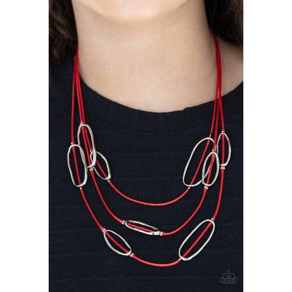 Check Your CORD-inates - Red Necklace Earring Set - Picture 1 of 3